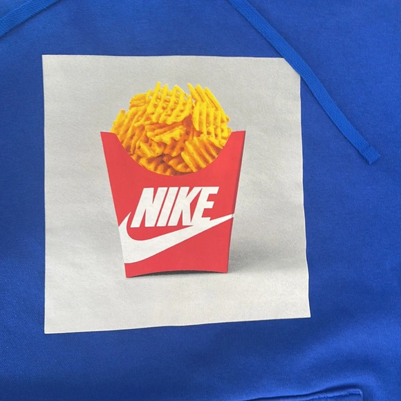 NIKE Mens Waffle Fries Blue Pullover Sweatshirt Hoodie Size L - Picture 5 of 9